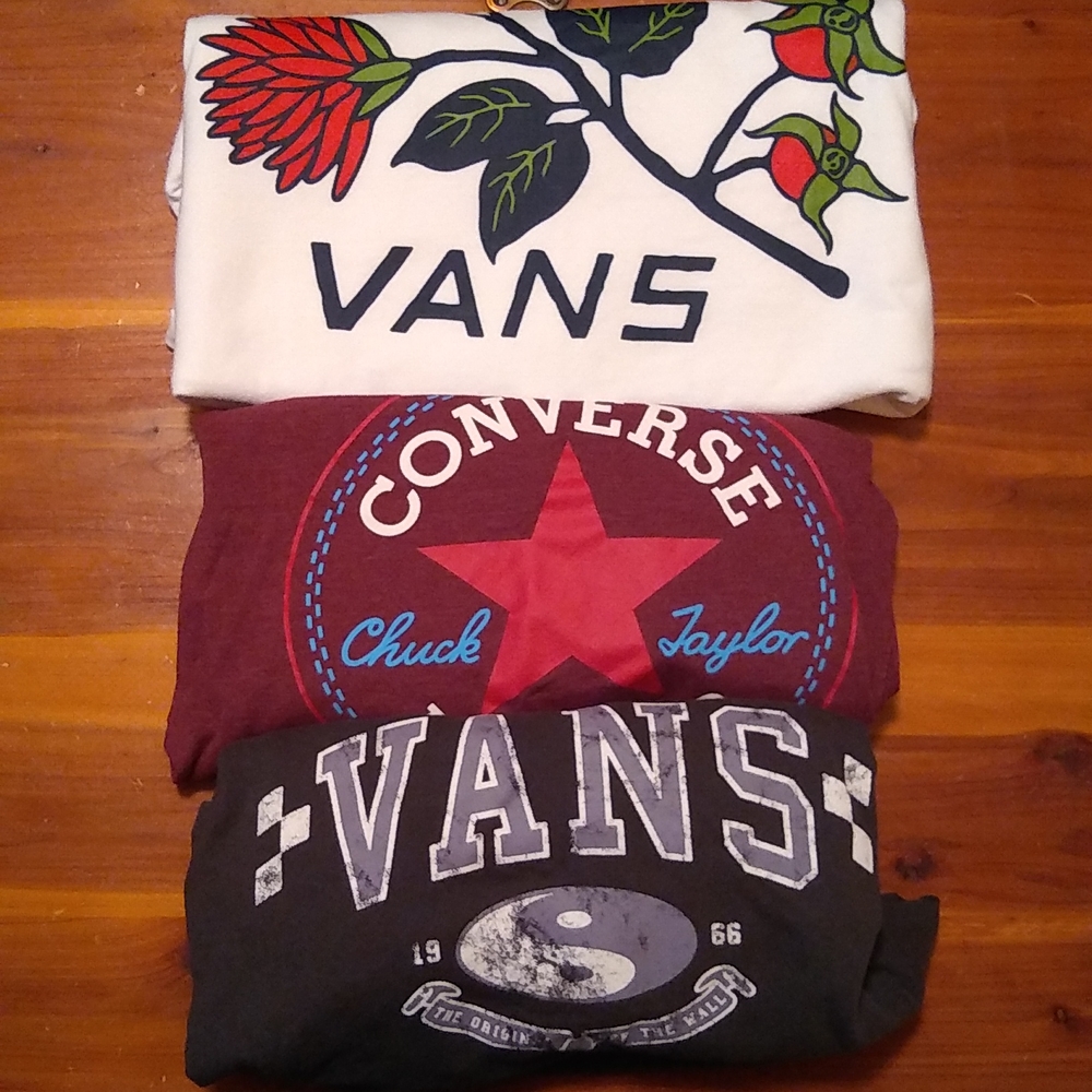 3 logo tees: 2 Vans & 1 Converse